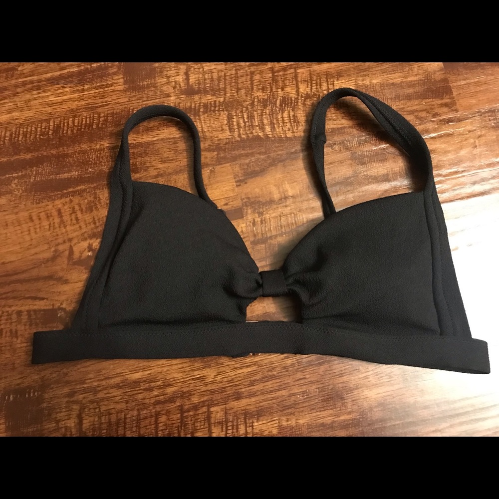 Textured black bikini top